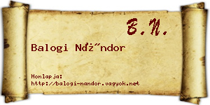 Balogi Nándor névjegykártya